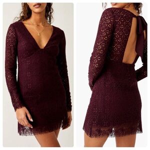 FLAW Free People Honey Honey Minidress in Potent Purple Sexy Lace Mini Size 4